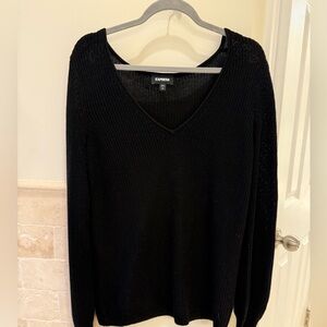 Express V neck black Sweater, large